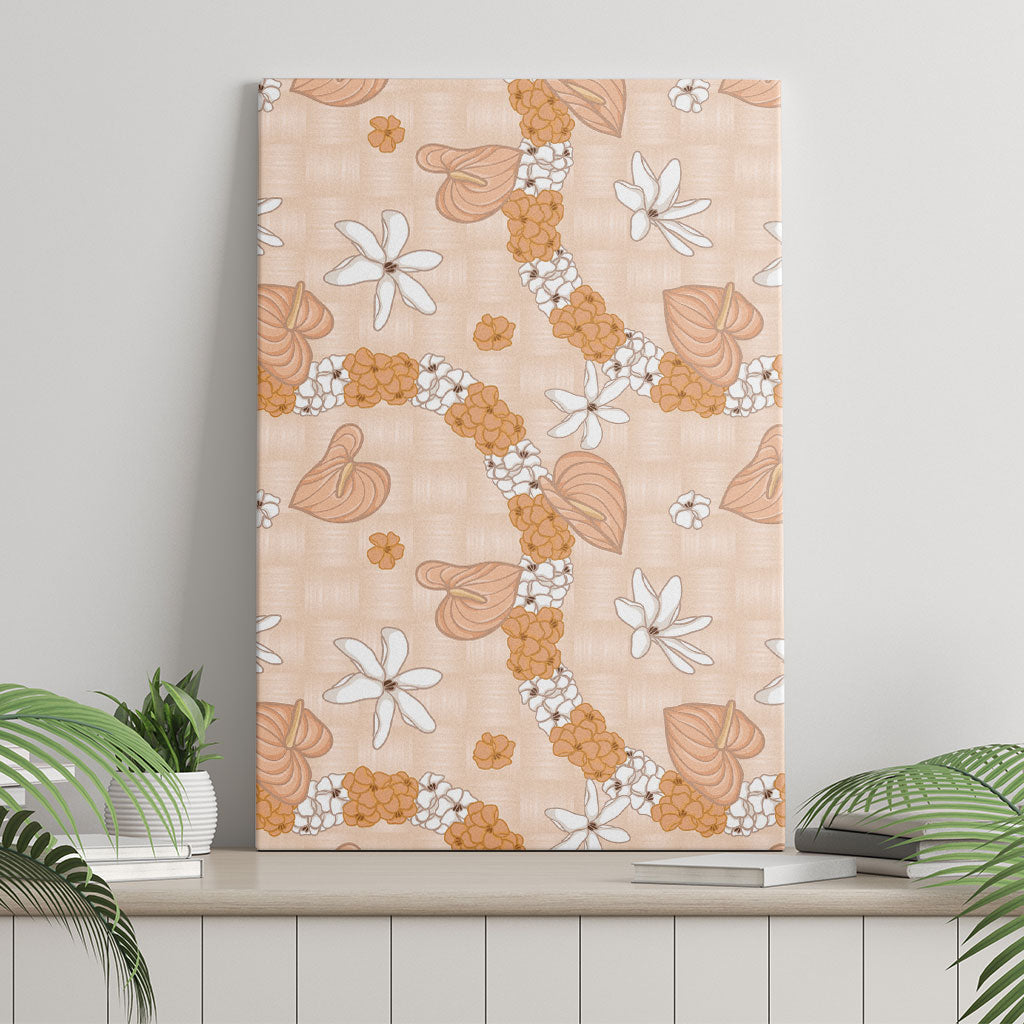 Hawaii Anthurium Tiare Pikake Lei Canvas Wall Art Alani Lauhala Art Pattern