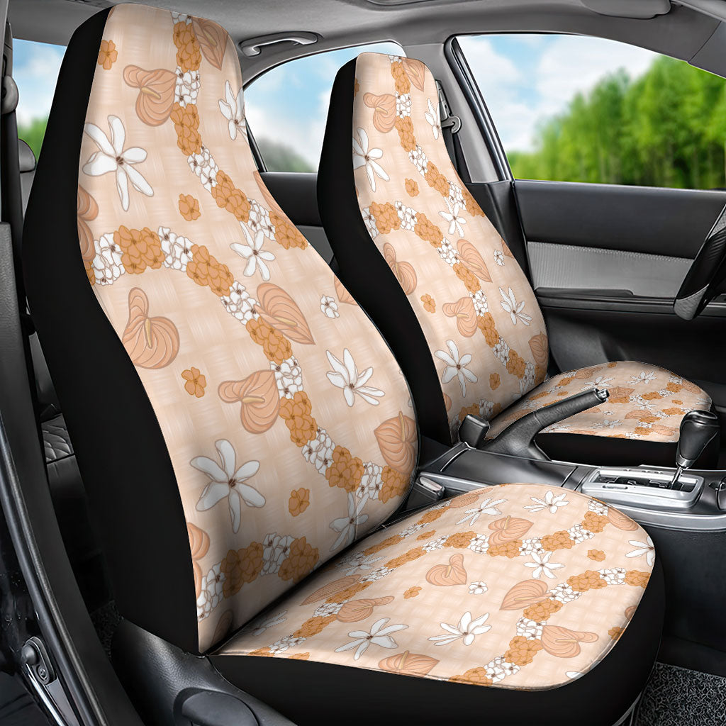 Hawaii Anthurium Tiare Pikake Lei Car Seat Cover Alani Lauhala Art Pattern