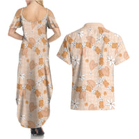 Hawaii Anthurium Tiare Pikake Lei Couples Matching Summer Maxi Dress and Hawaiian Shirt Alani Lauhala Art Pattern LT01 - Polynesian Pride