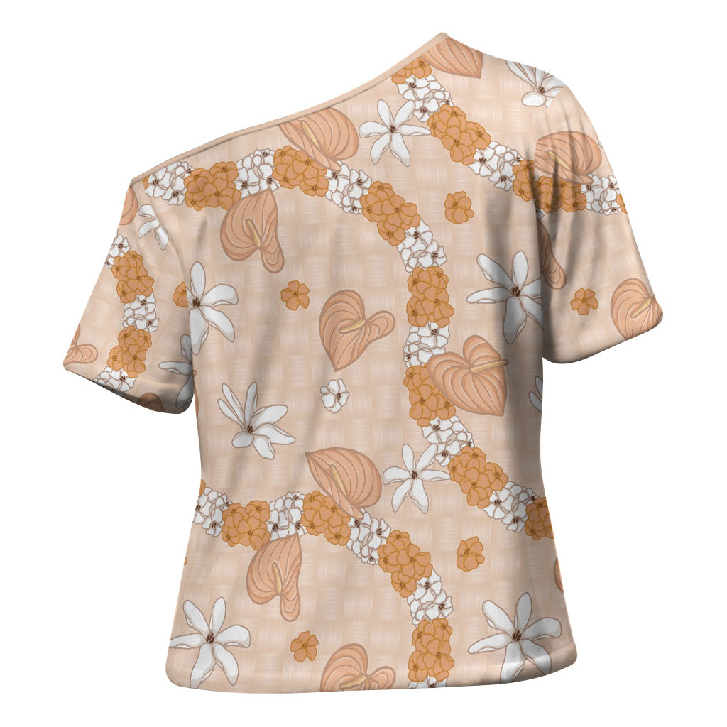 Hawaii Anthurium Tiare Pikake Lei Cross Shoulder Shirt Alani Lauhala Art Pattern