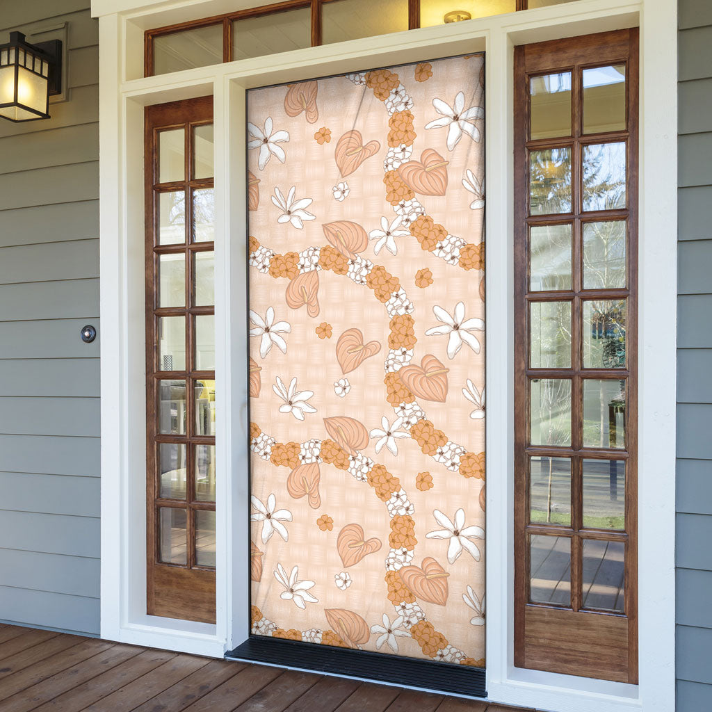 Hawaii Anthurium Tiare Pikake Lei Door Cover Alani Lauhala Art Pattern LT01 - Polynesian Pride
