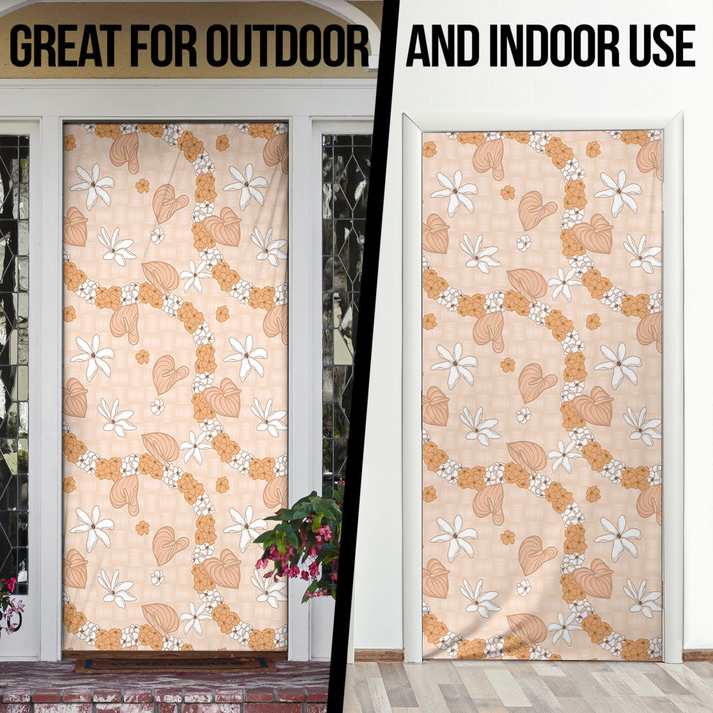 Hawaii Anthurium Tiare Pikake Lei Door Cover Alani Lauhala Art Pattern LT01 - Polynesian Pride