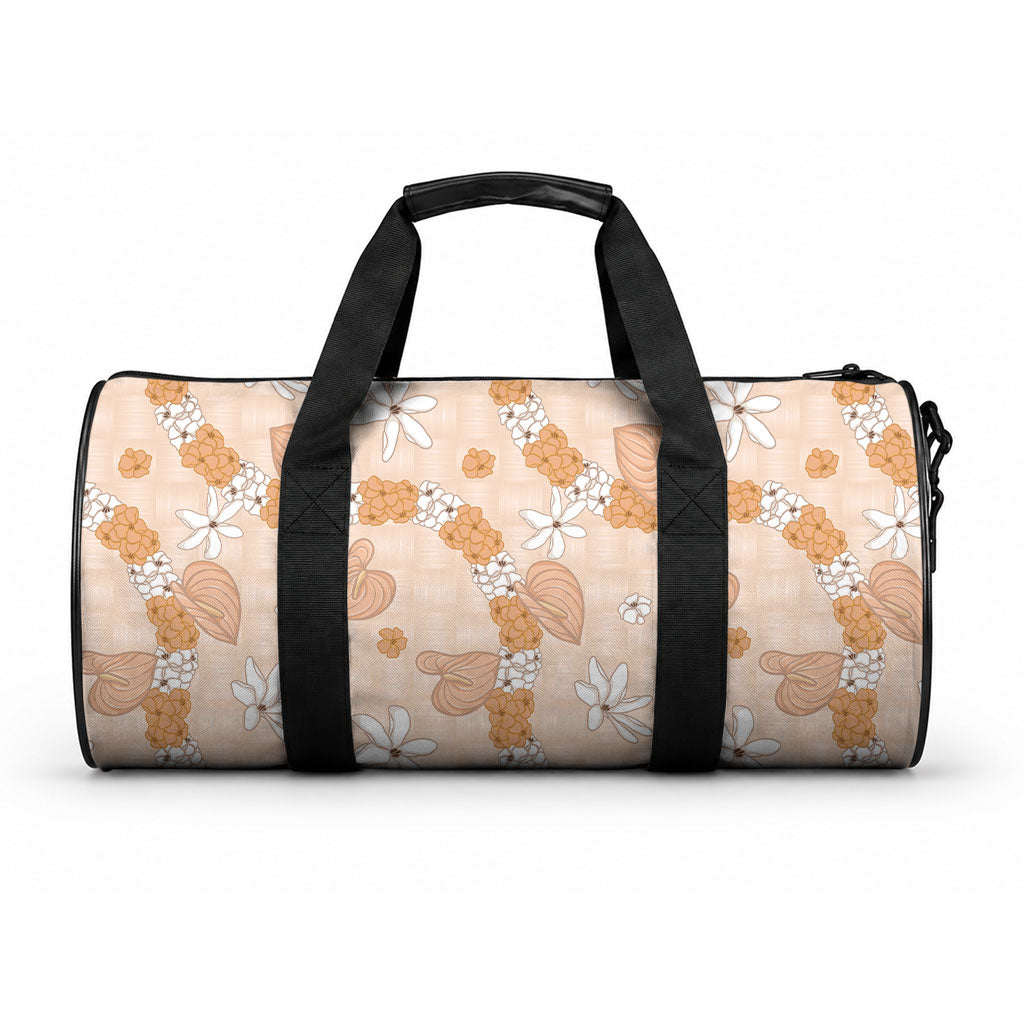 Hawaii Anthurium Tiare Pikake Lei Duffle Bag Alani Lauhala Art Pattern