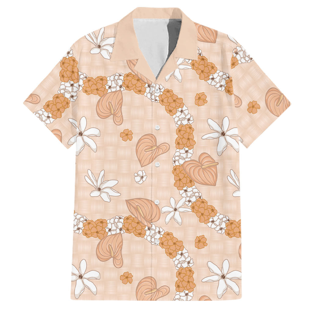 Hawaii Anthurium Tiare Pikake Lei Family Matching Long Sleeve Bodycon Dress and Hawaiian Shirt Alani Lauhala Art Pattern