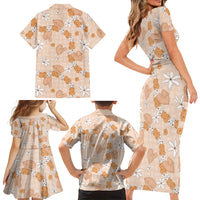 Hawaii Anthurium Tiare Pikake Lei Family Matching Short Sleeve Bodycon Dress and Hawaiian Shirt Alani Lauhala Art Pattern
