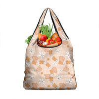 Hawaii Anthurium Tiare Pikake Lei Grocery Bag Alani Lauhala Art Pattern