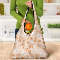 Hawaii Anthurium Tiare Pikake Lei Grocery Bag Alani Lauhala Art Pattern