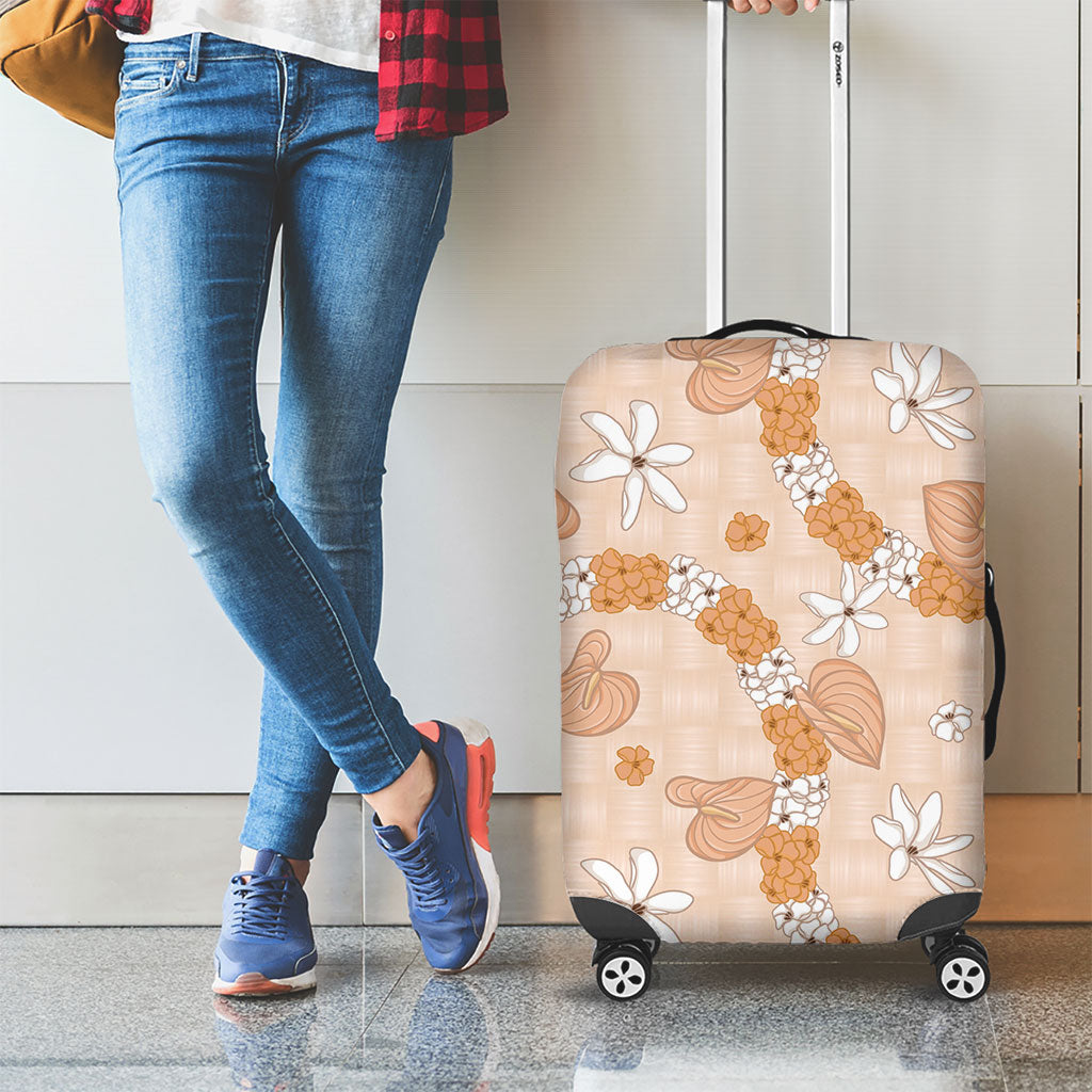 Hawaii Anthurium Tiare Pikake Lei Luggage Cover Alani Lauhala Art Pattern