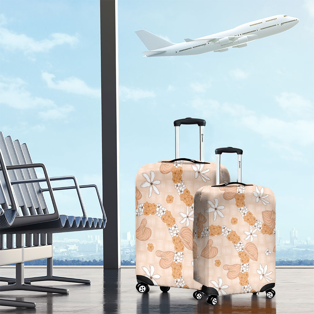 Hawaii Anthurium Tiare Pikake Lei Luggage Cover Alani Lauhala Art Pattern