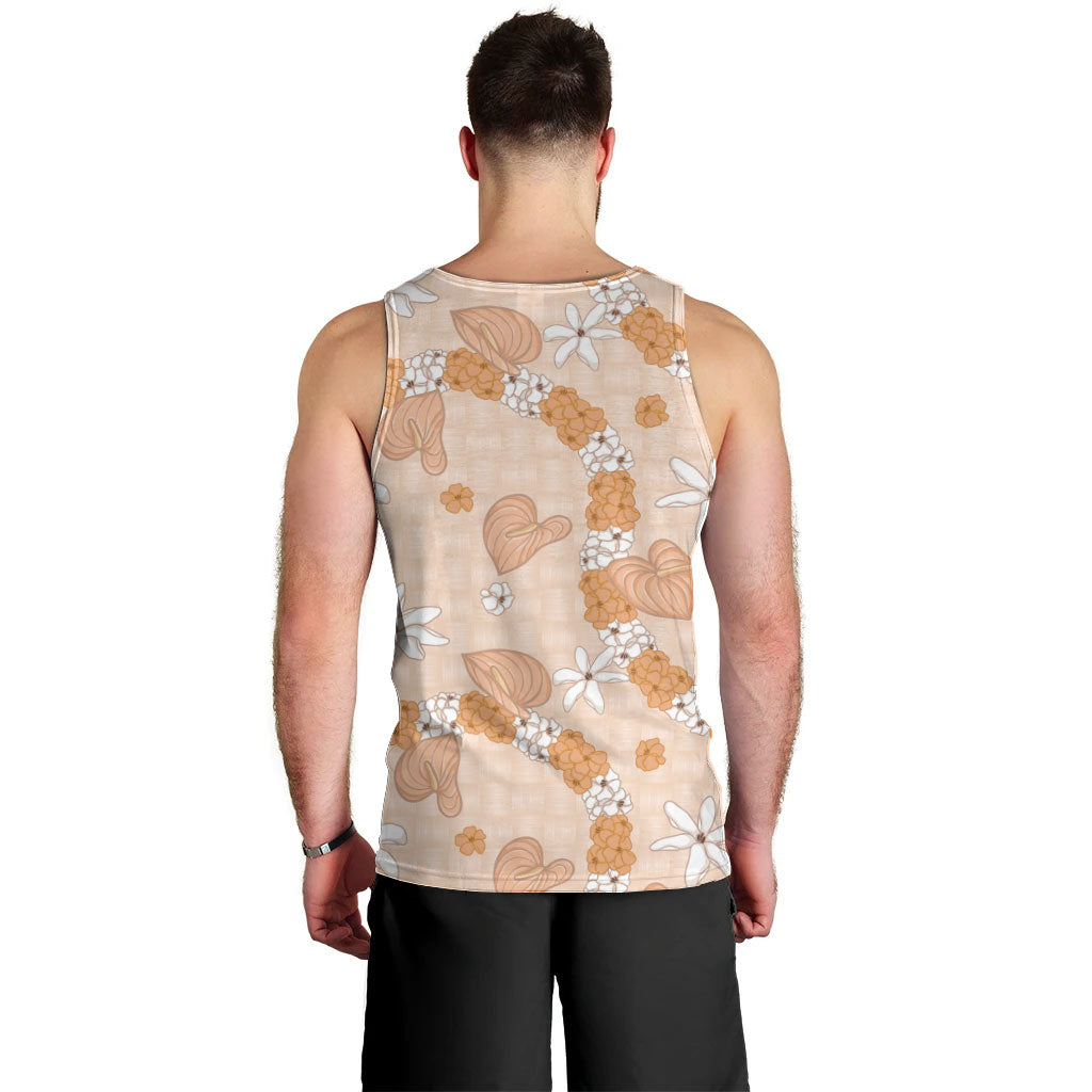 Hawaii Anthurium Tiare Pikake Lei Men Tank Top Alani Lauhala Art Pattern