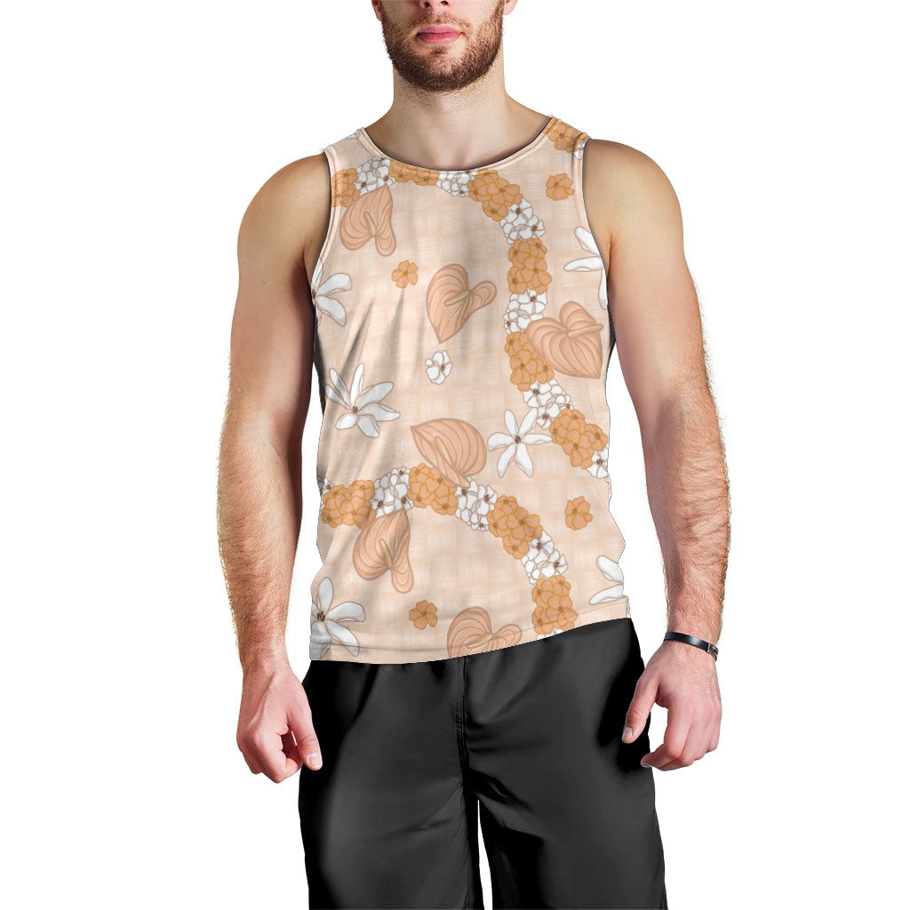 Hawaii Anthurium Tiare Pikake Lei Men Tank Top Alani Lauhala Art Pattern