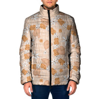 Hawaii Anthurium Tiare Pikake Lei Padded Jacket Alani Lauhala Art Pattern