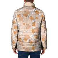 Hawaii Anthurium Tiare Pikake Lei Padded Jacket Alani Lauhala Art Pattern