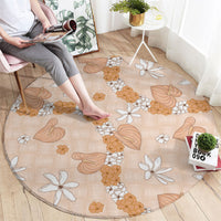 Hawaii Anthurium Tiare Pikake Lei Round Carpet Alani Lauhala Art Pattern
