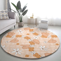 Hawaii Anthurium Tiare Pikake Lei Round Carpet Alani Lauhala Art Pattern
