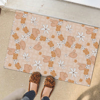 Hawaii Anthurium Tiare Pikake Lei Rubber Doormat Alani Lauhala Art Pattern