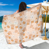 Hawaii Anthurium Tiare Pikake Lei Sarong Alani Lauhala Art Pattern LT01 One Size 44 x 66 inches Orange - Polynesian Pride