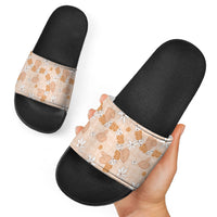 Hawaii Anthurium Tiare Pikake Lei Slide Sandals Alani Lauhala Art Pattern