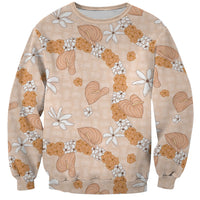 Hawaii Anthurium Tiare Pikake Lei Sweatshirt Alani Lauhala Art Pattern