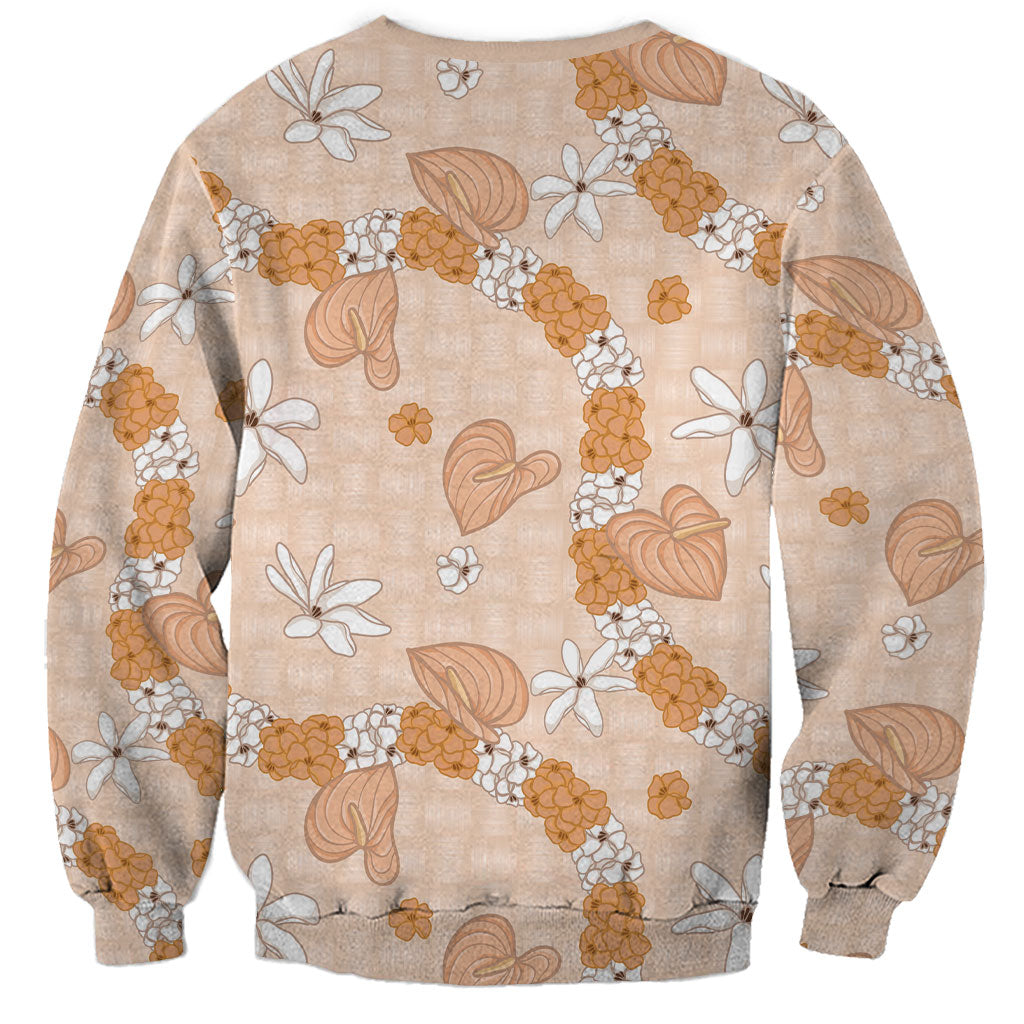 Hawaii Anthurium Tiare Pikake Lei Sweatshirt Alani Lauhala Art Pattern