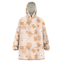 Hawaii Anthurium Tiare Pikake Lei Wearable Blanket Hoodie Alani Lauhala Art Pattern LT01 One Size Orange - Polynesian Pride