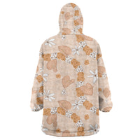 Hawaii Anthurium Tiare Pikake Lei Wearable Blanket Hoodie Alani Lauhala Art Pattern LT01 - Polynesian Pride