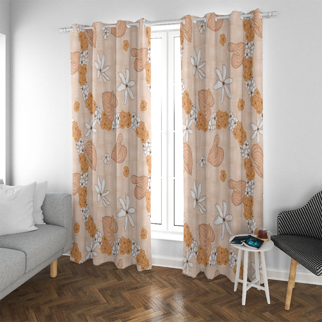 Hawaii Anthurium Tiare Pikake Lei Window Curtain Alani Lauhala Art Pattern