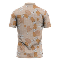 Hawaii Anthurium Tiare Pikake Lei Zipper Polo Shirt Alani Lauhala Art Pattern