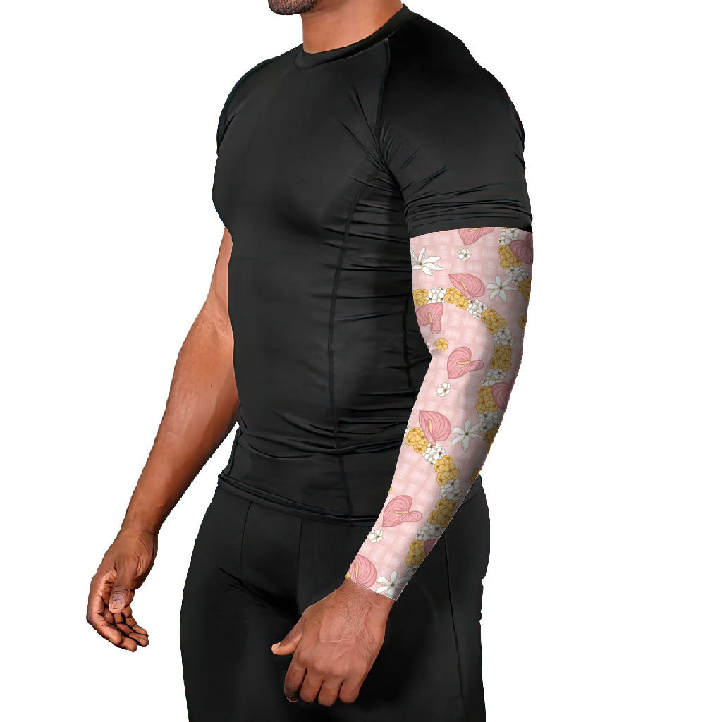 Hawaii Anthurium Tiare Pikake Lei Arm Sleeves Akala Lauhala Art Pattern