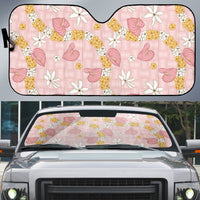 Hawaii Anthurium Tiare Pikake Lei Auto Sun Shade Akala Lauhala Art Pattern