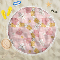 Hawaii Anthurium Tiare Pikake Lei Beach Blanket Akala Lauhala Art Pattern