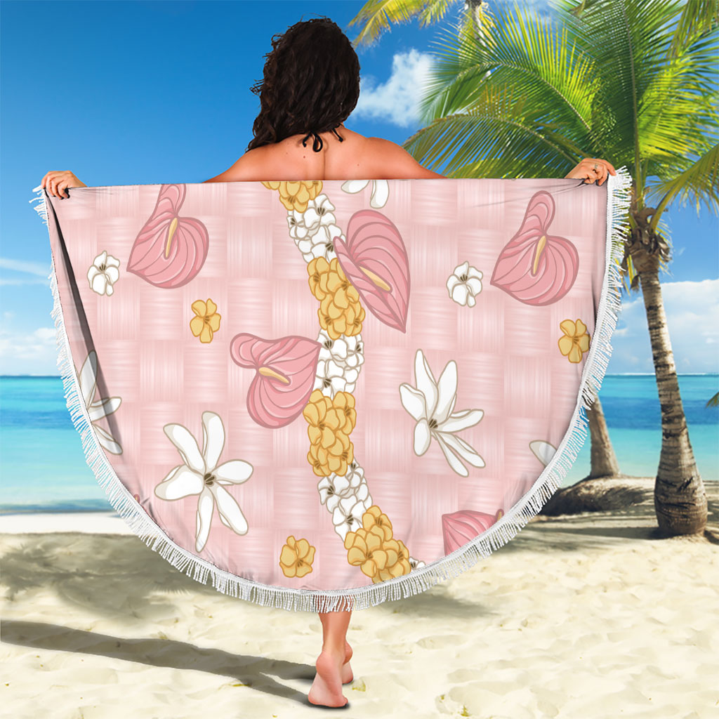 Hawaii Anthurium Tiare Pikake Lei Beach Blanket Akala Lauhala Art Pattern