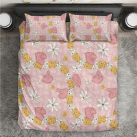Hawaii Anthurium Tiare Pikake Lei Bedding Set Akala Lauhala Art Pattern