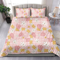 Hawaii Anthurium Tiare Pikake Lei Bedding Set Akala Lauhala Art Pattern