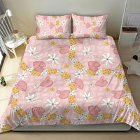 Hawaii Anthurium Tiare Pikake Lei Bedding Set Akala Lauhala Art Pattern
