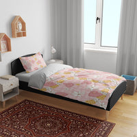 Hawaii Anthurium Tiare Pikake Lei Bedding Set Akala Lauhala Art Pattern