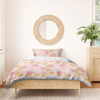 Hawaii Anthurium Tiare Pikake Lei Bedding Set Akala Lauhala Art Pattern
