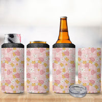 Hawaii Anthurium Tiare Pikake Lei 4 in 1 Can Cooler Tumbler Akala Lauhala Art Pattern