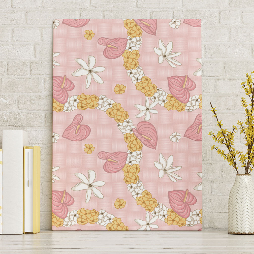 Hawaii Anthurium Tiare Pikake Lei Canvas Wall Art Akala Lauhala Art Pattern