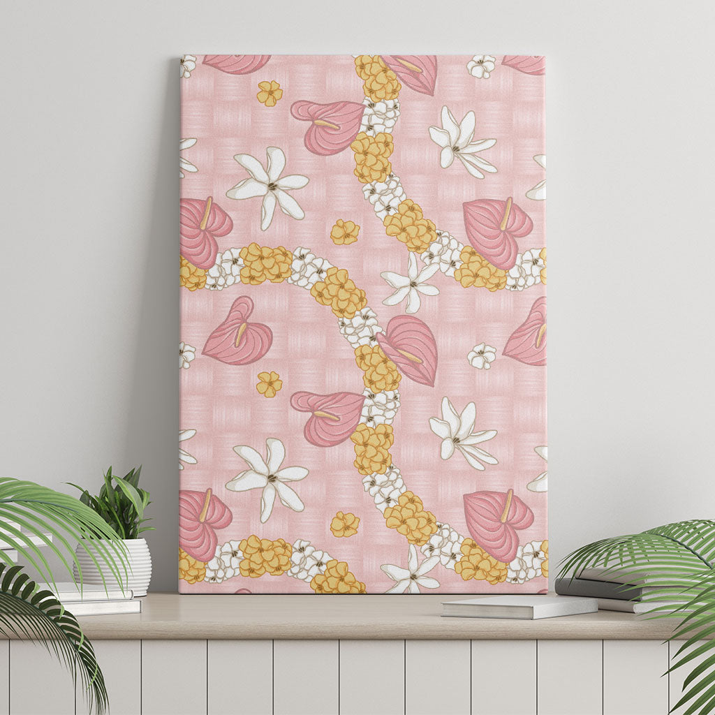 Hawaii Anthurium Tiare Pikake Lei Canvas Wall Art Akala Lauhala Art Pattern