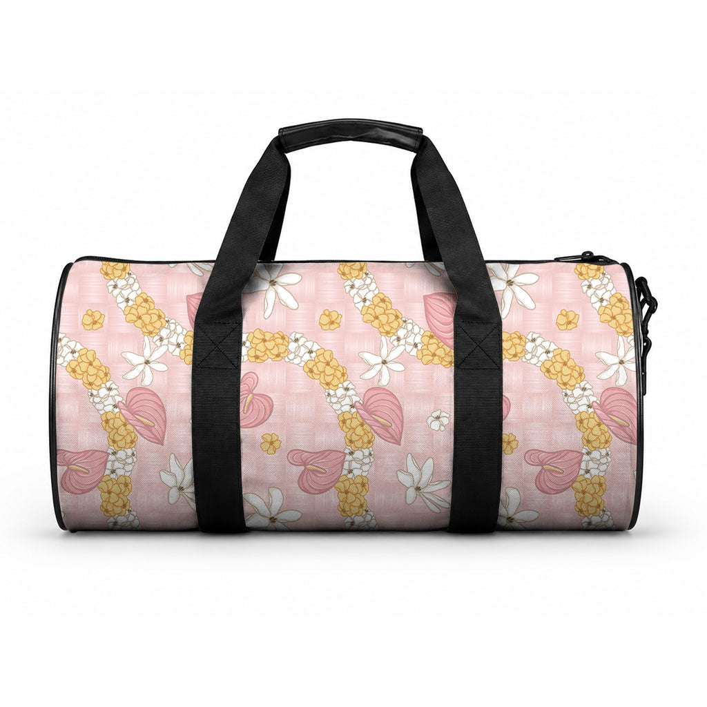 Hawaii Anthurium Tiare Pikake Lei Duffle Bag Akala Lauhala Art Pattern
