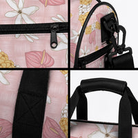 Hawaii Anthurium Tiare Pikake Lei Duffle Bag Akala Lauhala Art Pattern