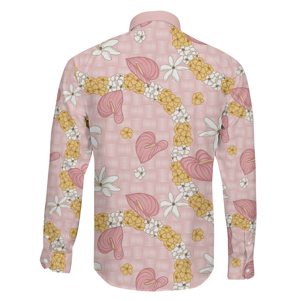 Hawaii Anthurium Tiare Pikake Lei Family Matching Off The Shoulder Long Sleeve Dress and Hawaiian Shirt Akala Lauhala Art Pattern