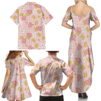 Hawaii Anthurium Tiare Pikake Lei Family Matching Summer Maxi Dress and Hawaiian Shirt Akala Lauhala Art Pattern LT01 - Polynesian Pride