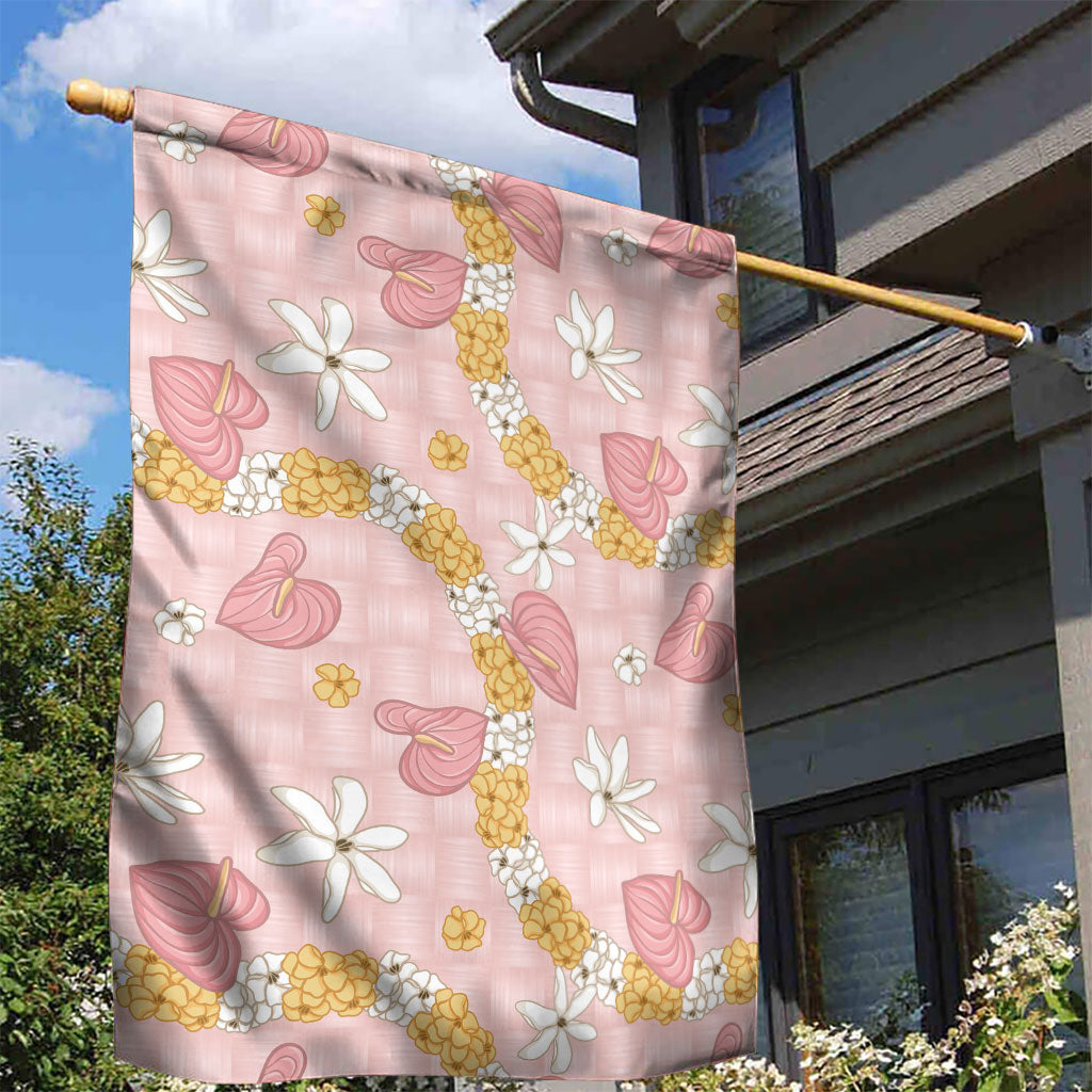 Hawaii Anthurium Tiare Pikake Lei Garden Flag Akala Lauhala Art Pattern