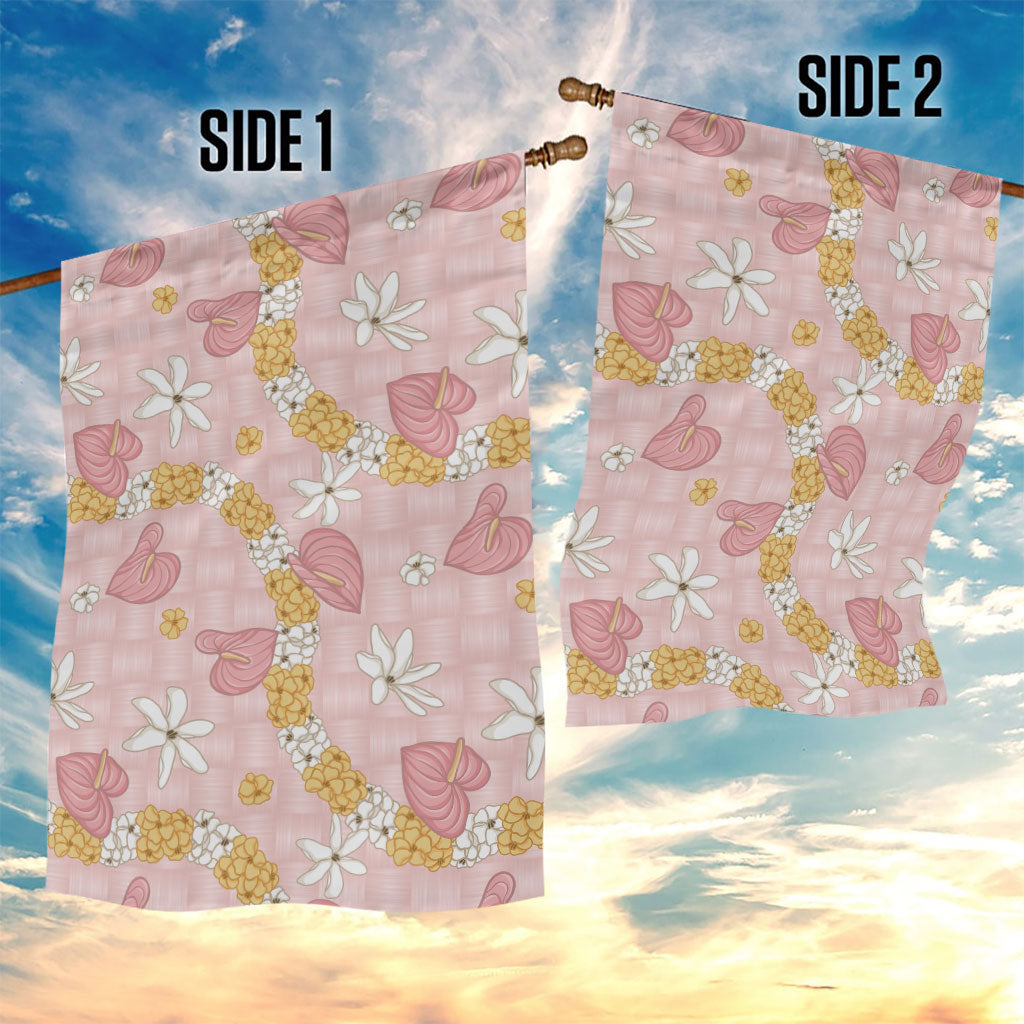 Hawaii Anthurium Tiare Pikake Lei Garden Flag Akala Lauhala Art Pattern