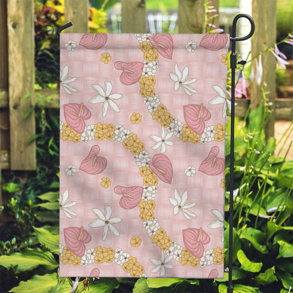 Hawaii Anthurium Tiare Pikake Lei Garden Flag Akala Lauhala Art Pattern