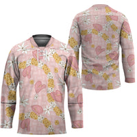 Hawaii Anthurium Tiare Pikake Lei Hockey Jersey Akala Lauhala Art Pattern