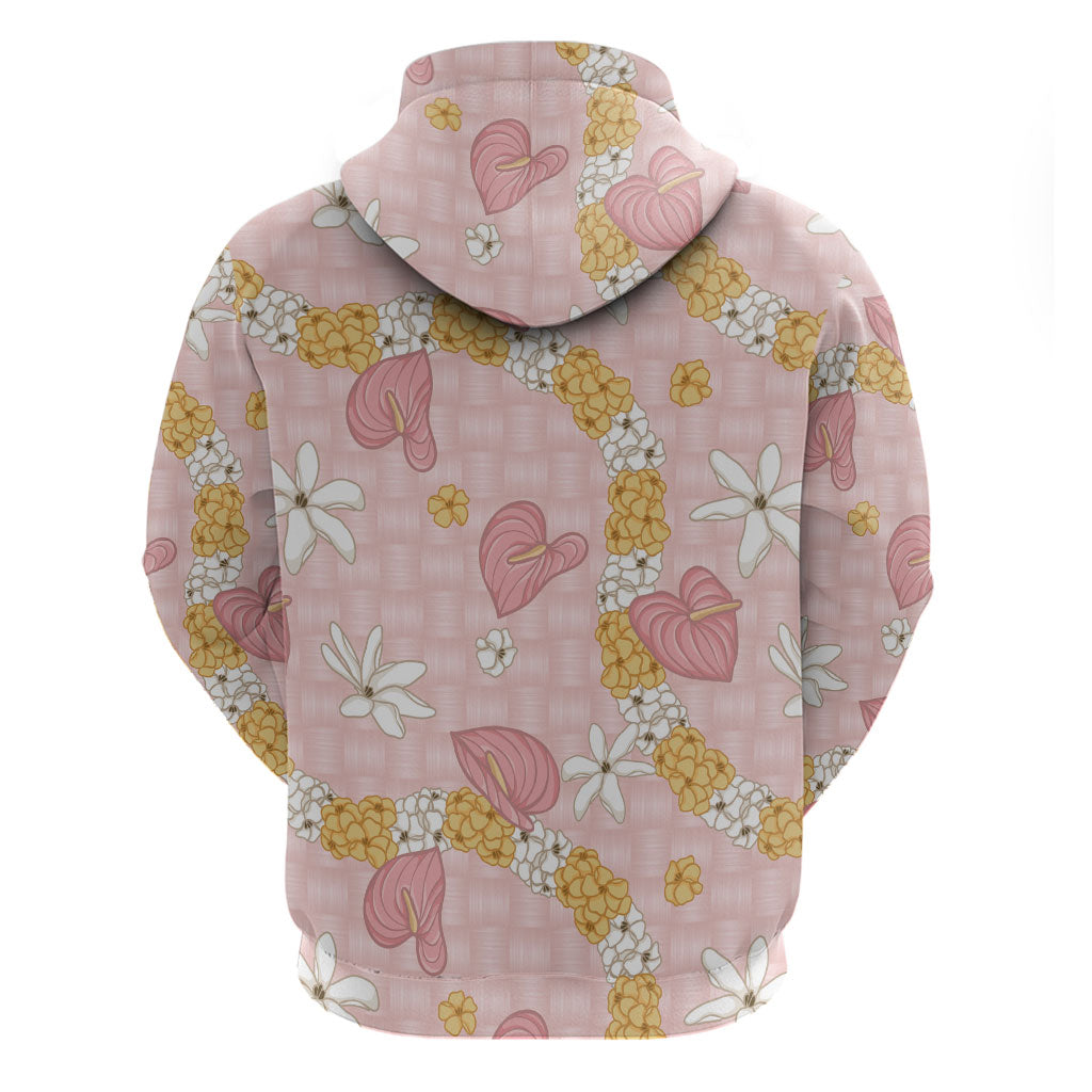 Hawaii Anthurium Tiare Pikake Lei Hoodie Akala Lauhala Art Pattern LT01 - Polynesian Pride
