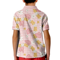 Hawaii Anthurium Tiare Pikake Lei Kid Polo Shirt Akala Lauhala Art Pattern